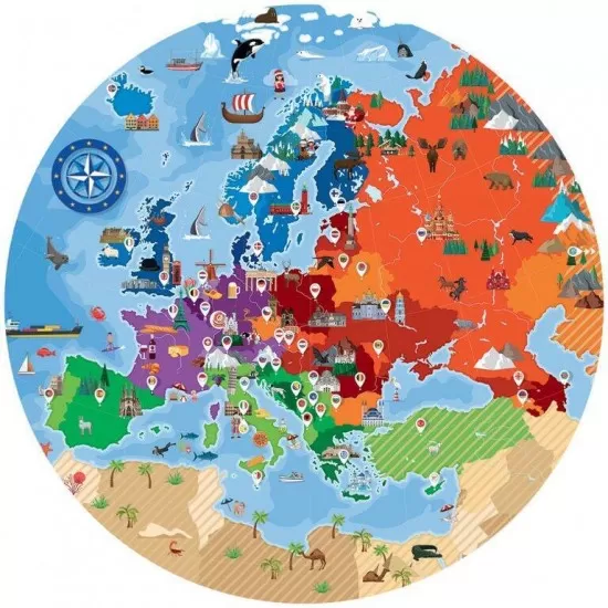 Puzzle cu carte Europa 210 piese Puzzle cu carte Europa 210 piese