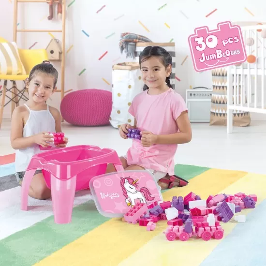 Masuta de activitati cu 30 cuburi de construit - Unicorn Masuta de activitati cu 30 cuburi de construit - Unicorn