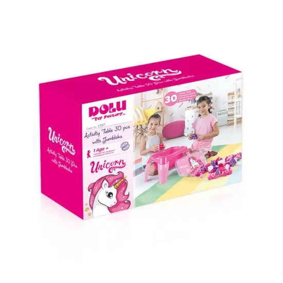 Masuta de activitati cu 30 cuburi de construit - Unicorn Masuta de activitati cu 30 cuburi de construit - Unicorn