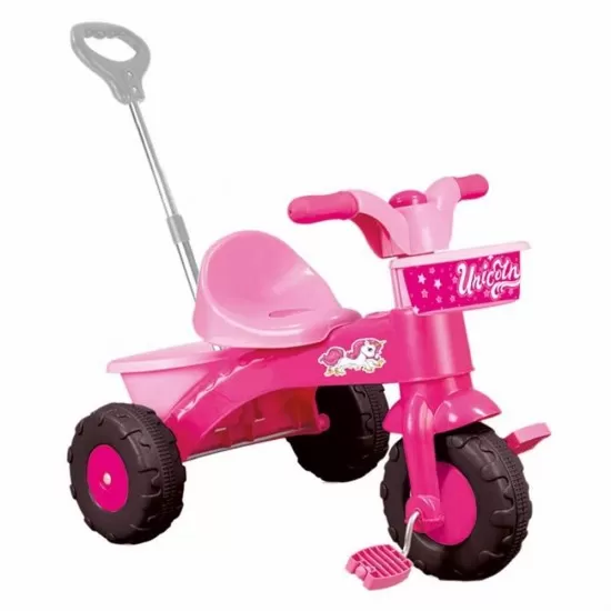 Prima mea tricicleta roz cu maner - Unicorn Prima mea tricicleta roz cu maner - Unicorn