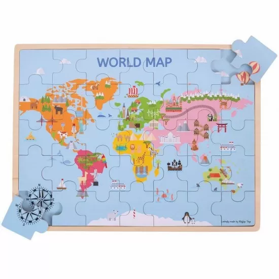 Puzzle din lemn - Harta lumii (35 piese) Puzzle din lemn - Harta lumii (35 piese)
