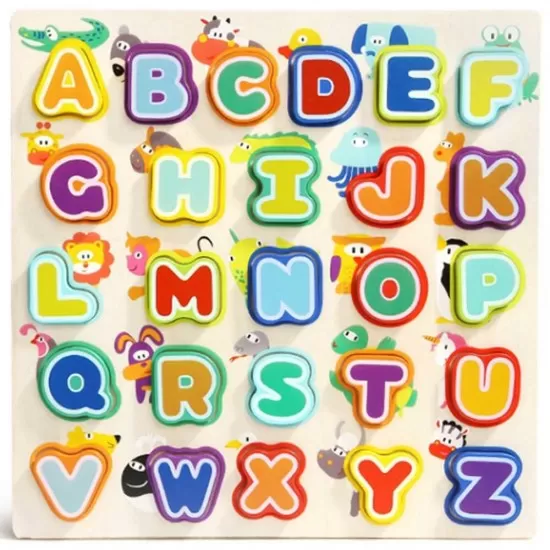 Puzzle din lemn - Litere si animalute Puzzle din lemn - Litere si animalute