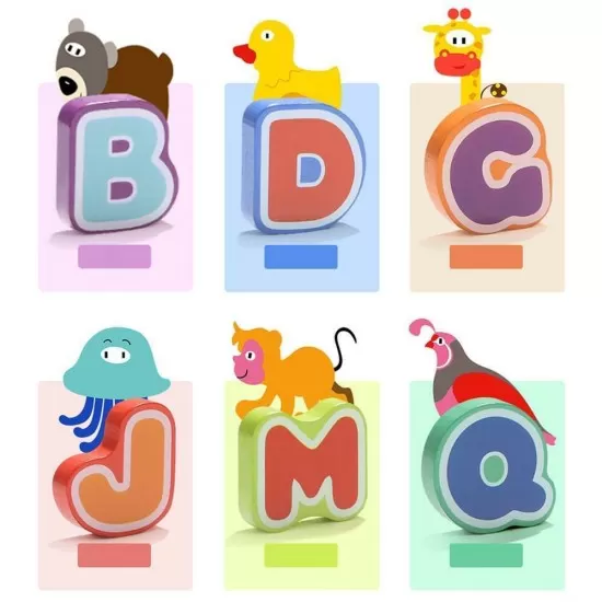 Puzzle din lemn - Litere si animalute Puzzle din lemn - Litere si animalute