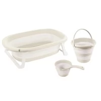Set pentru baie 3 in 1 cu cadita pliabila - Bej