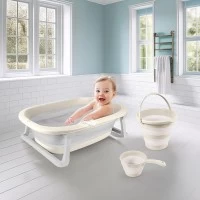 Set pentru baie 3 in 1 cu cadita pliabila - Bej
