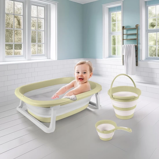 Set pentru baie 3 in 1 cu cadita pliabila - Verde eco