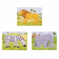 Set 3 puzzle din lemn - Jungla Vesela