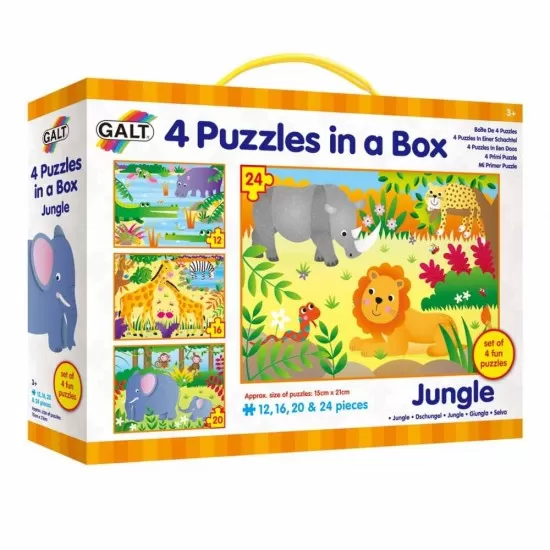 Set 4 puzzle-uri Jungla (12, 16, 20, 24 piese) Set 4 puzzle-uri Jungla (12, 16, 20, 24 piese)