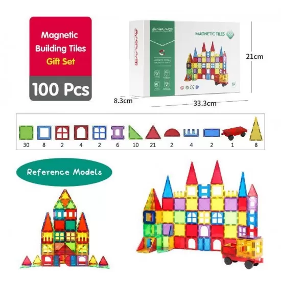 Set de constructie magnetic 3D - 100 piese Set de constructie magnetic 3D - 100 piese