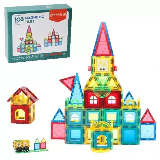 Set de constructie magnetic 3D - 103 piese Set de constructie magnetic 3D - 103 piese