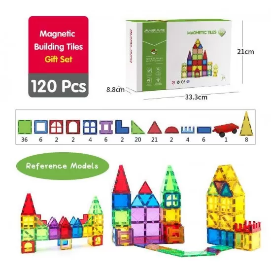 Set de constructie magnetic 3D - 120 piese Set de constructie magnetic 3D - 120 piese