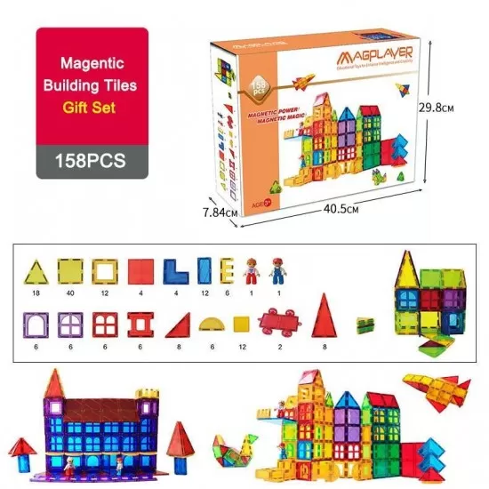 Set de constructie magnetic 3D - 158 piese Set de constructie magnetic 3D - 158 piese
