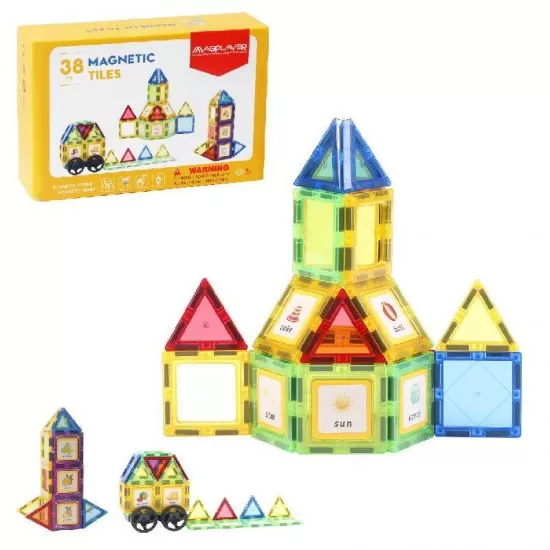 Set de constructie magnetic 3D 38 piese Set de constructie magnetic 3D 38 piese