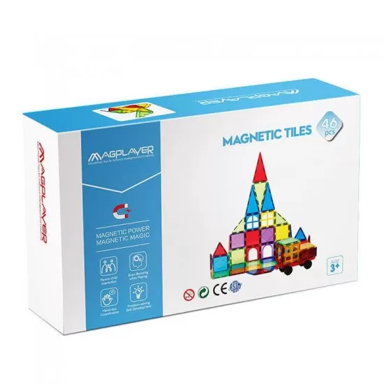 Set de constructie magnetic 3D - 46 piese Set de constructie magnetic 3D - 46 piese