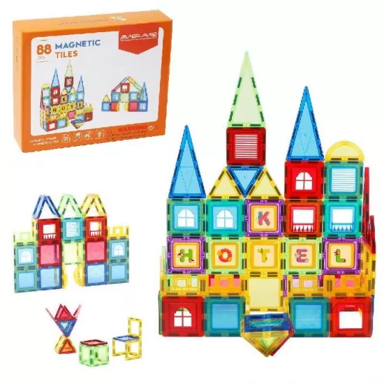 Set de constructie magnetic 3D - 88 piese Set de constructie magnetic 3D - 88 piese