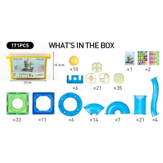 Set de constructie magnetic - Marble Run 171 piese Set de constructie magnetic - Marble Run 171 piese