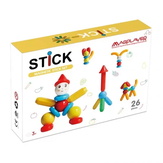 Set de constructie magnetic - STICK (26 piese) Set de constructie magnetic - STICK (26 piese)
