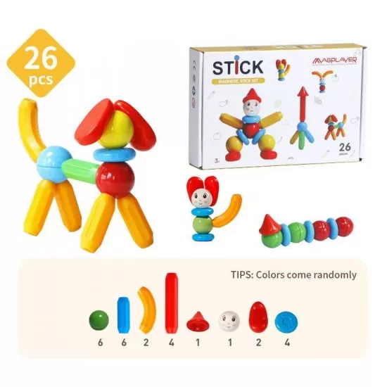 Set de constructie magnetic - STICK (26 piese) Set de constructie magnetic - STICK (26 piese)