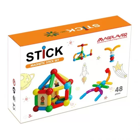 Set de constructie magnetic - Stick 48 piese Set de constructie magnetic - Stick 48 piese