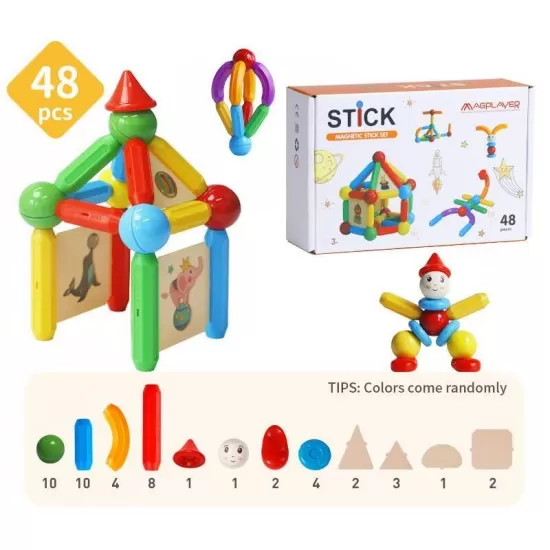Set de constructie magnetic - Stick 48 piese Set de constructie magnetic - Stick 48 piese