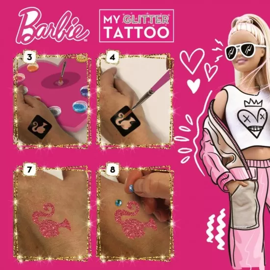 Setul meu de tatuaje cu sclipici - Barbie Setul meu de tatuaje cu sclipici - Barbie