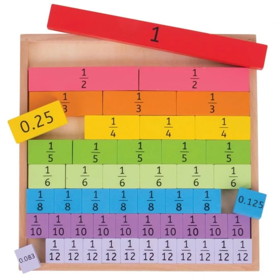 Joc educativ - Tablita din lemn cu fractii Joc educativ - Tablita din lemn cu fractii