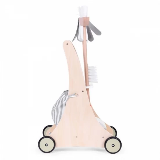 Antemergator din lemn cu aspirator si elemente pentru curatenie Ecotoys Antemergator din lemn cu aspirator si elemente pentru curatenie Ecotoys