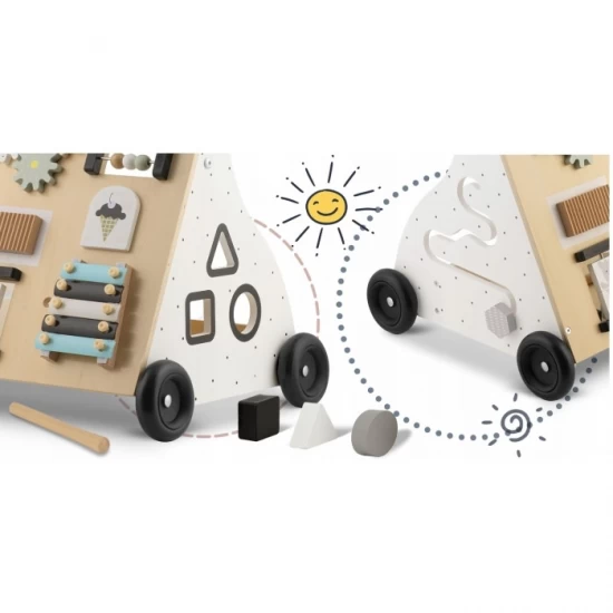 Antemergator din lemn cu diverse activitati, 28 x 35 x 53 cm, Ricokids Antemergator din lemn cu diverse activitati, 28 x 35 x 53 cm, Ricokids