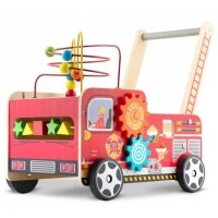Antemergator din lemn tip masina de pompieri si diverse activitati, 48 x 27.5 x 40.5 cm, Ricokids