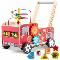 Antemergator din lemn tip masina de pompieri si diverse activitati, 48 x 27.5 x 40.5 cm, Ricokids