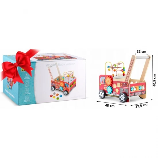 Antemergator din lemn tip masina de pompieri si diverse activitati, 48 x 27.5 x 40.5 cm, Ricokids Antemergator din lemn tip masina de pompieri si diverse activitati, 48 x 27.5 x 40.5 cm, Ricokids