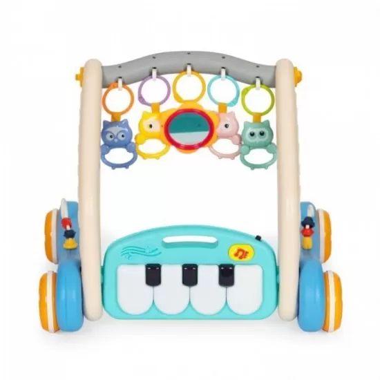 Antemergator educational 2 in 1 cu salteluta de joaca Huanger HE0637 albastru Antemergator educational 2 in 1 cu salteluta de joaca Huanger HE0637 albastru