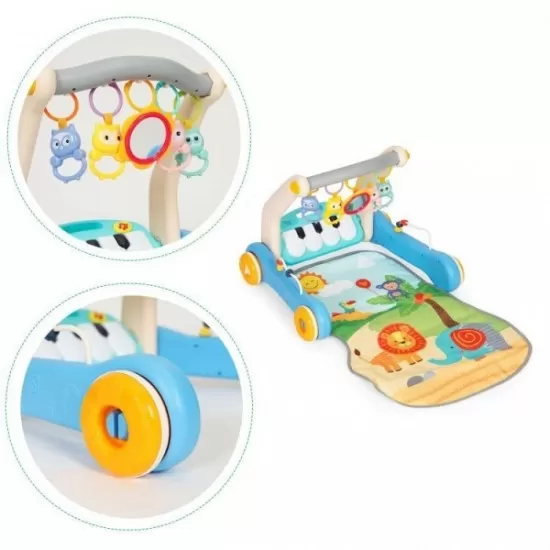 Antemergator educational 2 in 1 cu salteluta de joaca Huanger HE0637 albastru Antemergator educational 2 in 1 cu salteluta de joaca Huanger HE0637 albastru
