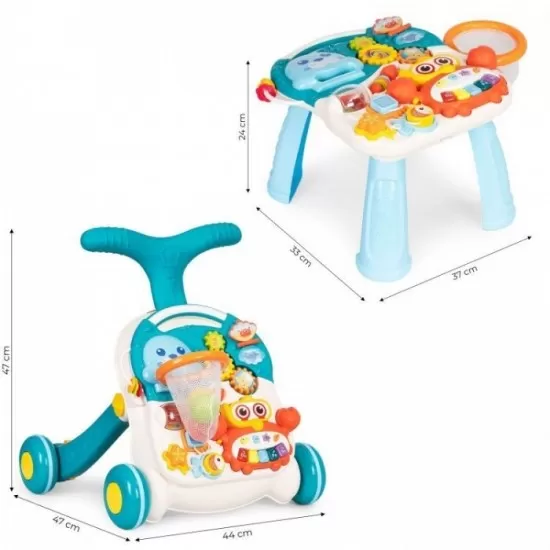 Antemergator educational 2 in 1 Huanger HE0828 - Alb cu albastru Antemergator educational 2 in 1 Huanger HE0828 - Alb cu albastru