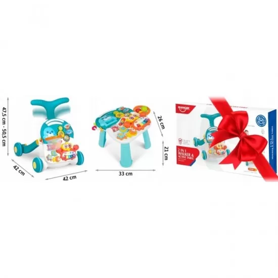 Antemergator educational 2 in 1 Ricokids RK-810 Alb cu albastru Antemergator educational 2 in 1 Ricokids RK-810 Alb cu albastru