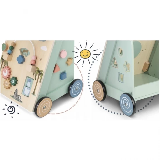 Antemergator educational din lemn cu diverse activitati, 33 x 33 x 50 cm, Nukido Antemergator educational din lemn cu diverse activitati, 33 x 33 x 50 cm, Nukido