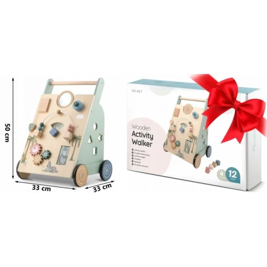 Antemergator educational din lemn cu diverse activitati, 33 x 33 x 50 cm, Nukido Antemergator educational din lemn cu diverse activitati, 33 x 33 x 50 cm, Nukido