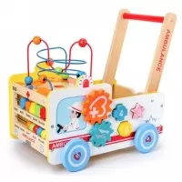 Antemergator educational din lemn Ecotoys 2 in 1 Ambulanta