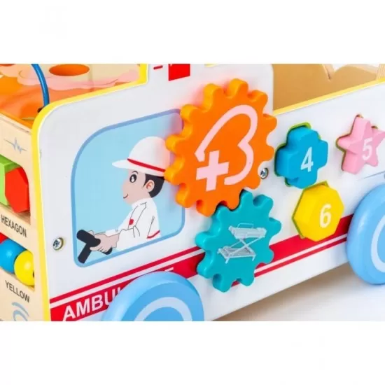 Antemergator educational din lemn Ecotoys 2 in 1 Ambulanta Antemergator educational din lemn Ecotoys 2 in 1 Ambulanta