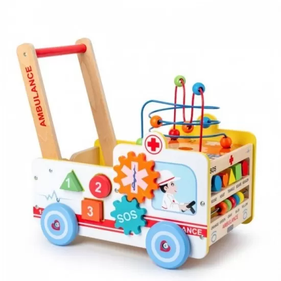 Antemergator educational din lemn Ecotoys 2 in 1 Ambulanta Antemergator educational din lemn Ecotoys 2 in 1 Ambulanta