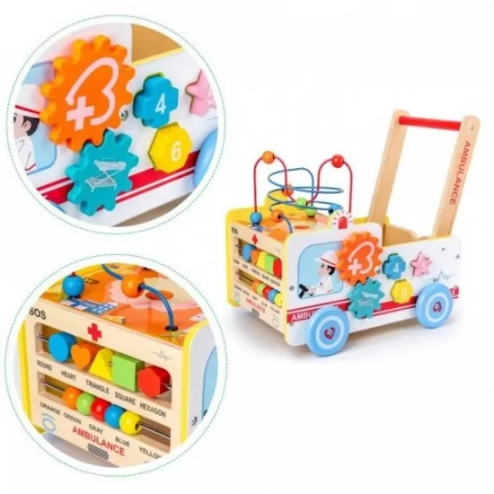 Antemergator educational din lemn Ecotoys 2 in 1 Ambulanta Antemergator educational din lemn Ecotoys 2 in 1 Ambulanta