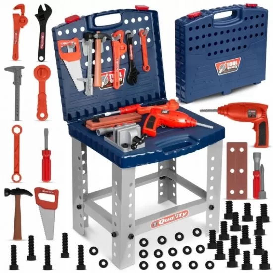 Atelier de lucru 2 in 1 cu unelte pentru copii Ricokids 772400 - Albastru Atelier de lucru 2 in 1 cu unelte pentru copii Ricokids 772400 - Albastru