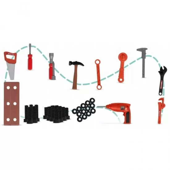 Atelier de lucru 2 in 1 cu unelte pentru copii Ricokids 772400 - Albastru Atelier de lucru 2 in 1 cu unelte pentru copii Ricokids 772400 - Albastru