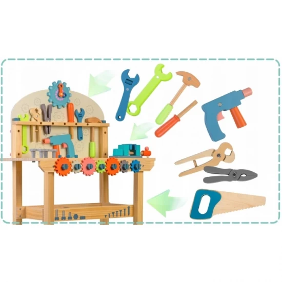 Atelier de lucru din lemn cu accesorii incluse, 60 x 30 x 75.5 cm, Ricokids Atelier de lucru din lemn cu accesorii incluse, 60 x 30 x 75.5 cm, Ricokids