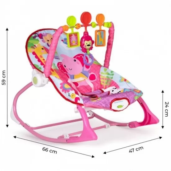 Balansoar cu vibratii 2 in 1 Ecotoys 8617 - Roz Balansoar cu vibratii 2 in 1 Ecotoys 8617 - Roz