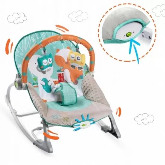 Balansoar cu vibratii, vulpita si ursul Ricokids 7309 - Turcoaz Balansoar cu vibratii, vulpita si ursul Ricokids 7309 - Turcoaz