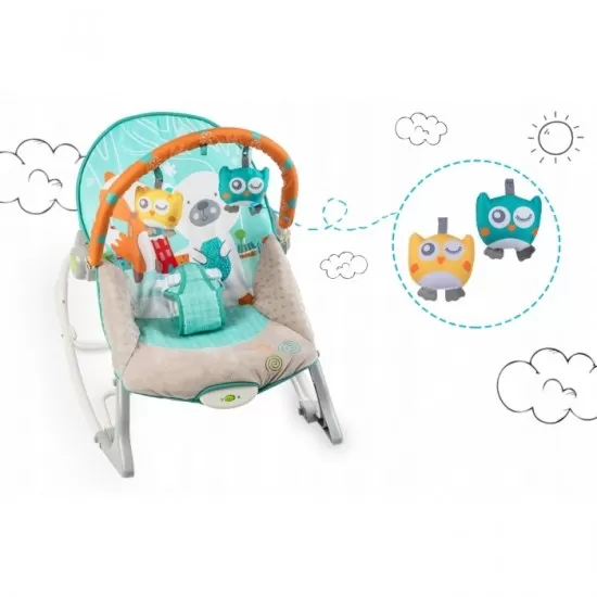 Balansoar cu vibratii, vulpita si ursul Ricokids 7309 - Turcoaz Balansoar cu vibratii, vulpita si ursul Ricokids 7309 - Turcoaz