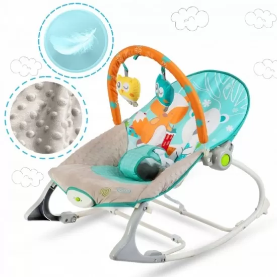 Balansoar cu vibratii, vulpita si ursul Ricokids 7309 - Turcoaz Balansoar cu vibratii, vulpita si ursul Ricokids 7309 - Turcoaz