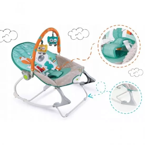 Balansoar cu vibratii, vulpita si ursul Ricokids 7309 - Turcoaz Balansoar cu vibratii, vulpita si ursul Ricokids 7309 - Turcoaz