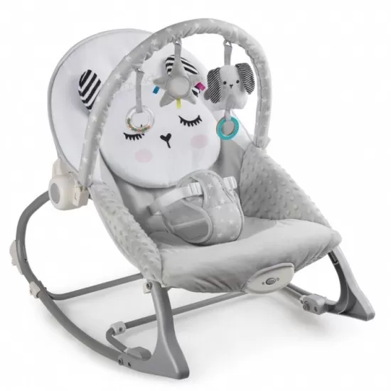Balansoar multifunctional cu vibratii, panda, 3 jucarii, Nukido 705100, Gri Balansoar multifunctional cu vibratii, panda, 3 jucarii, Nukido 705100, Gri